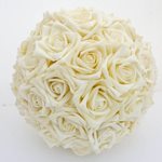 Art. Rose Ball - 30cm Dia - Ivory - Open Bloom