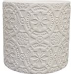 White Cement Round Pattern Pot  - 13.5*13.5*12.5cmH