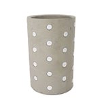 Cement Round Pot White Dot - 14*14*24.5cmH - 14cm x 14cm x 24.5cm