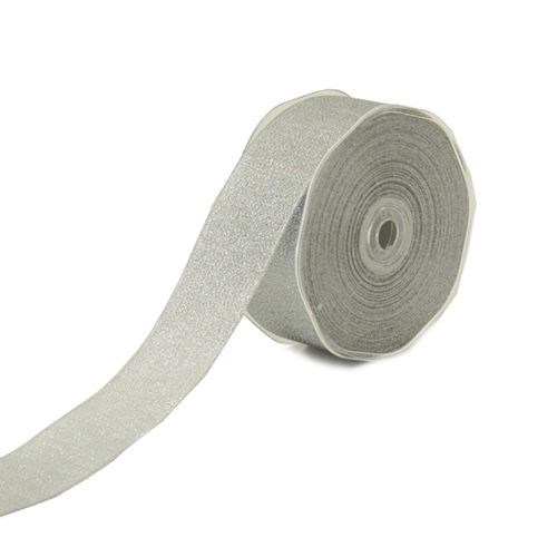 Metallic Ribbon - Silver 38mm x 25m (Woven Edge)