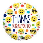 Emoji Thanks - 9 Inch Stick Balloon