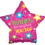 Thanks Pink Star - 9 inch Stick Balloon