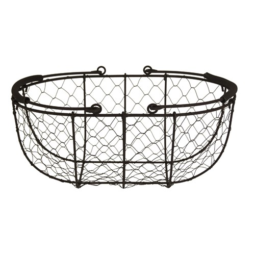 Metal and Wire Mesh Basket Black