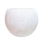 White Cement Patterned Sphere Pot Large - 30*30*24.5cm