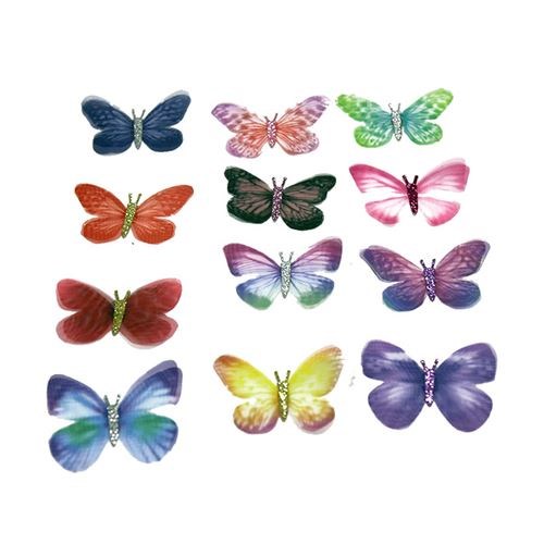 Stick on Organza Butterfly 60mm- 12 assorted