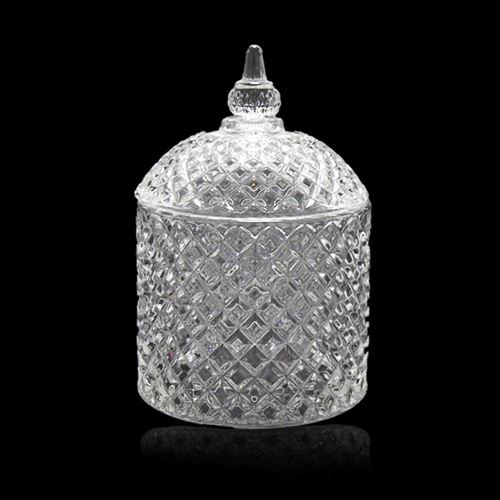 Etched Glass Container 9.5cmdiax14.5cmH