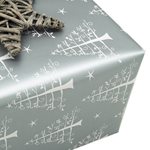 Giftwrap Roll - Christmas Tree on Silver - 600x45m - Counter Roll
