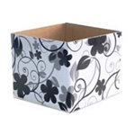 Cardboard Plant Box - Black/White Floral 150x140mmH