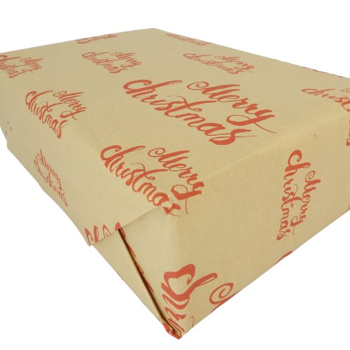 Giftwrap Roll - Kraft Merry Cristmas