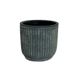 Cement Pot- Ribbed- Grey - 11cm x 11cm x 10cm