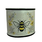 Cement Pot- Bee & Yellow Flowers- - 14.5cm x 14.5cm x 13