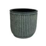 Cement Pot- Ribbed- Grey - 17.5cm x 17.5cm x 16cm