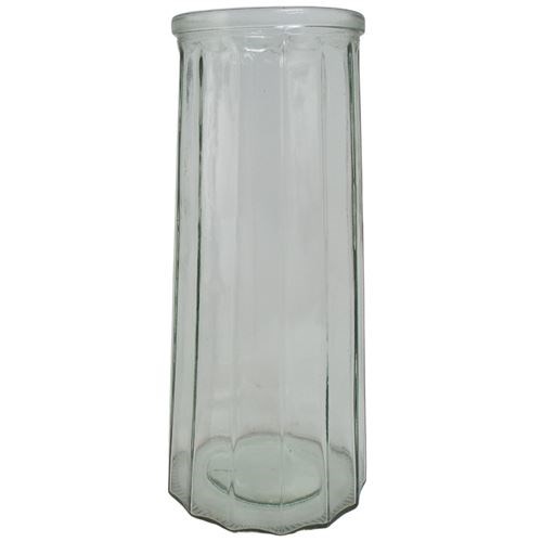 Medium Ribbed Glass Cylinder - 11cm Dia x 24cm H (