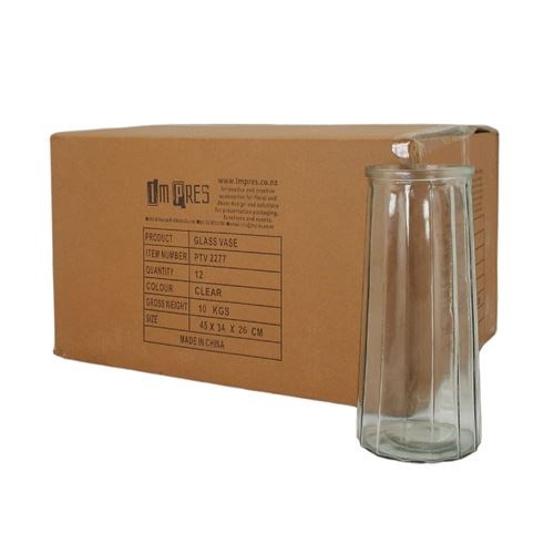 Medium Ribbed Glass Cylinder - 11cm Dia x 24cm H (