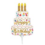 Pink Birthday Cake - 14 Inch Stick Balloon