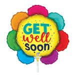 Get Well Colourful Flower - 14 Inch Stick Balloon
