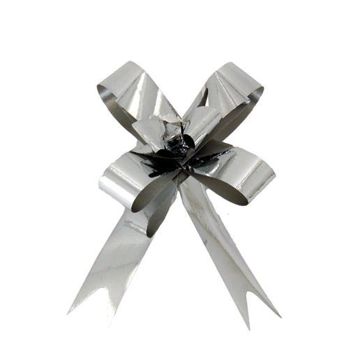 Metallic Pullbow Plain- Silver 18mm 100pack