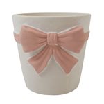 Plain Cement Pot - Pink Bow 14.5x14x13cm