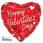 Valentine Striped Hearts - 9 Inch Stick Balloon