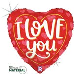 Love You Classic Hearts - 4 Inch Stick Balloon