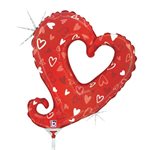 Chain of Hearts, Tossed Hearts - 14 Inch Stick Balloon