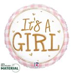 Baby Girl Gingham - 9 Inch Stick Balloon